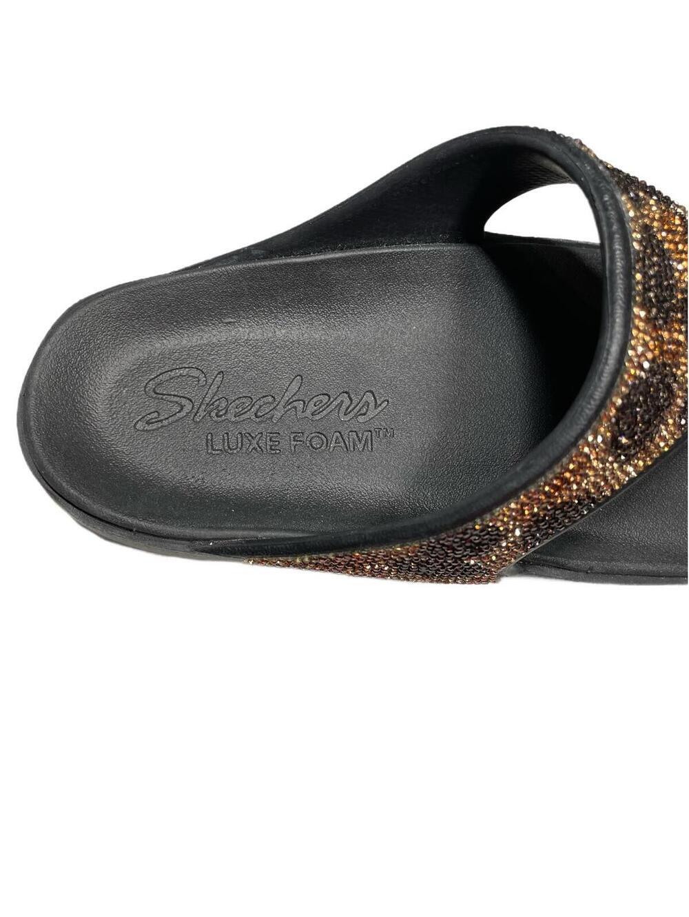 Skechers Foamies Leopard Print Rhinestone Embellished Thong Sandals, Size 9 - Picture 2 of 8